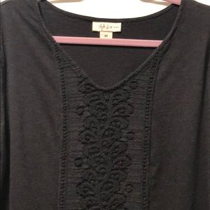 Black cotton and lace top by Style and Company